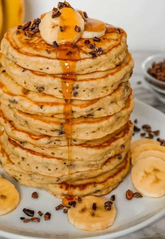 Cacao Nibs Pancakes with Maple Syrup