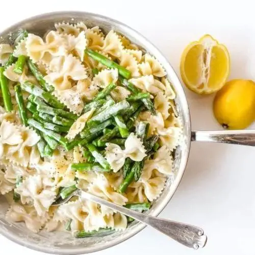 Capellini with Lemon Cream Sauce and Asparagus
