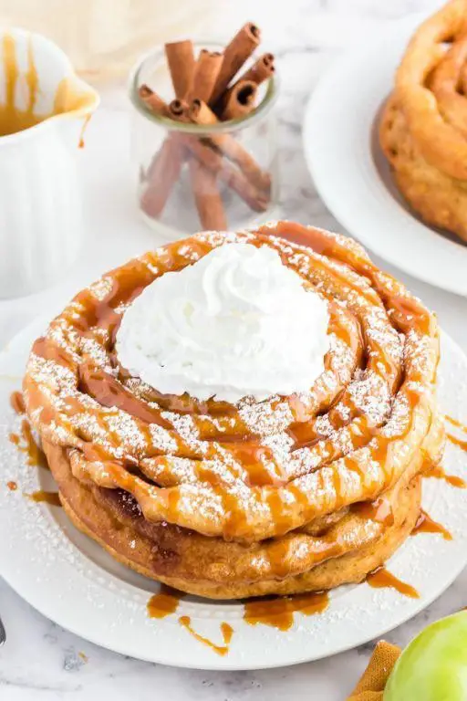 Caramel Drizzled Funnel Cake
