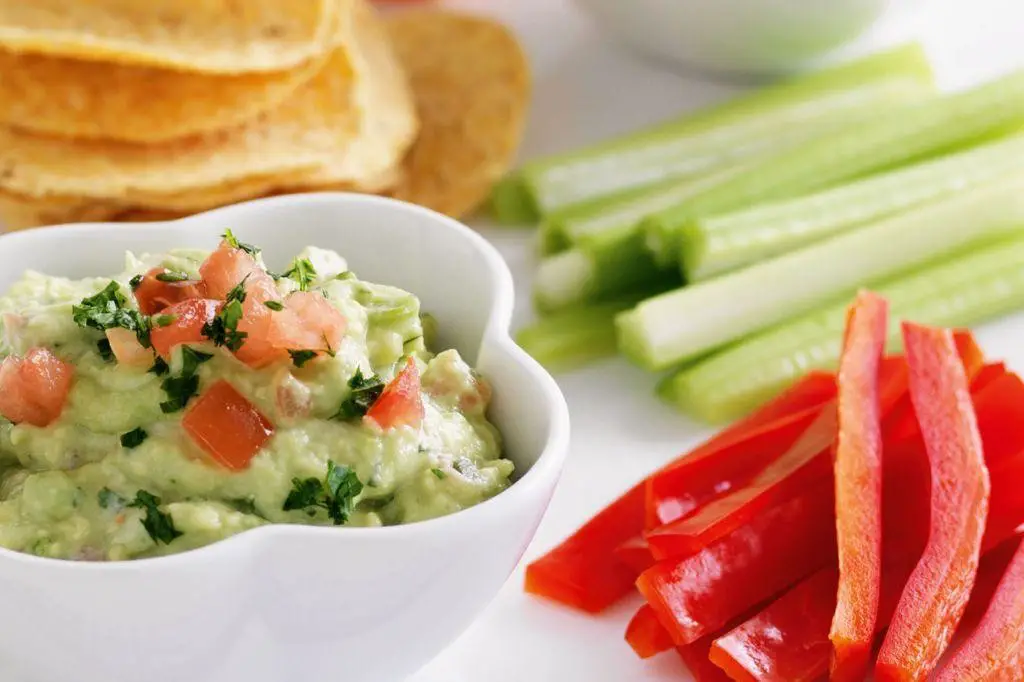 Carrot and Celery Sticks with Guacamole