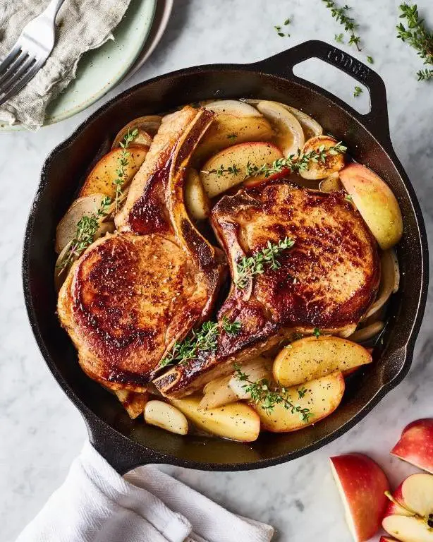 Cast Iron Pork Chops with Apples