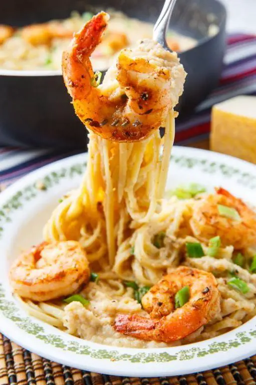 Cauliflower Alfredo Pasta with Shrimp
