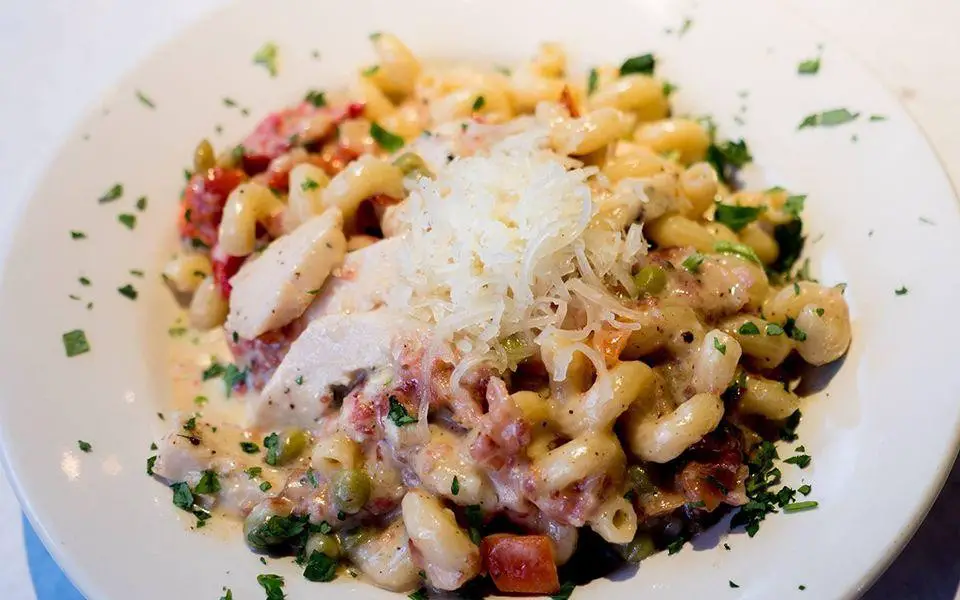 Cavatappi Carbonara with Peas