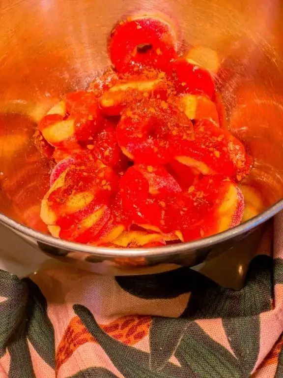 Chamoy Peach Cobbler