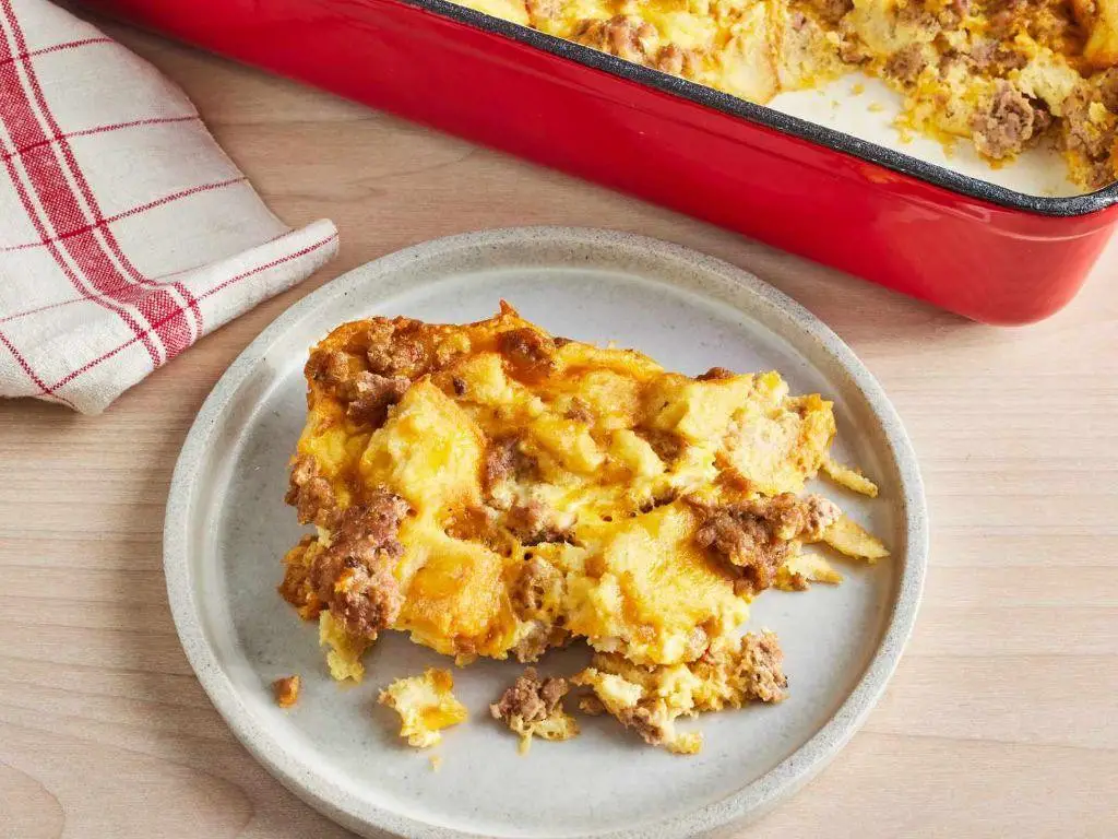 Cheesy Ground Chicken Sausage Breakfast Casserole
