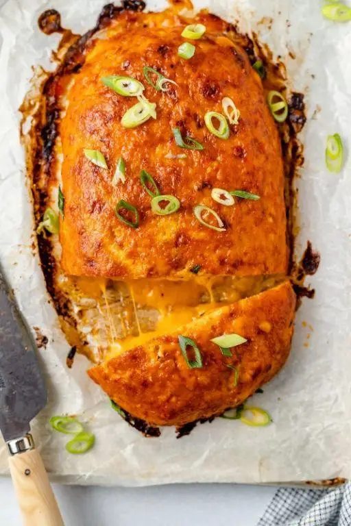 Cheesy Stuffed Chicken Meatloaf