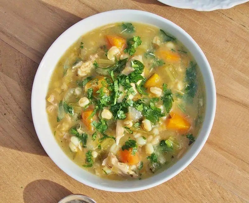 Chicken Barley Soup with Greens