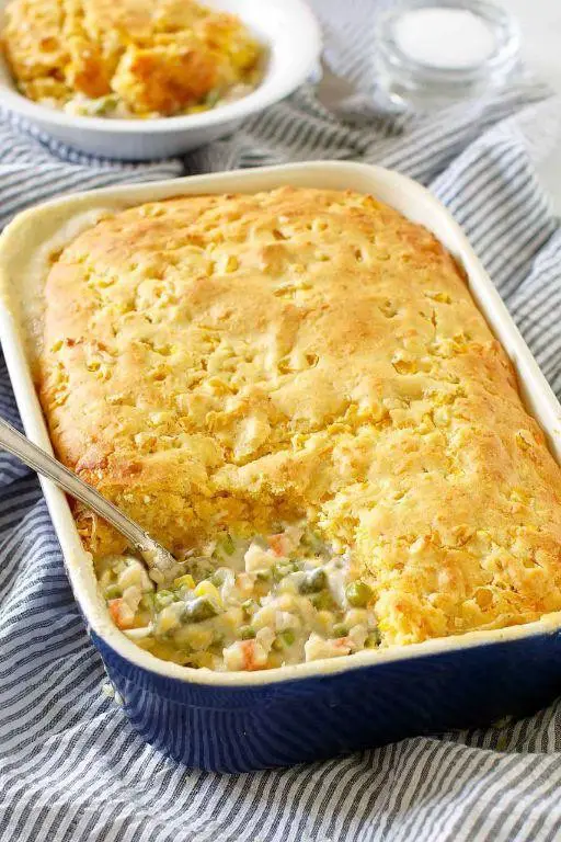 Chicken Pot Pie with a Cornbread Topping