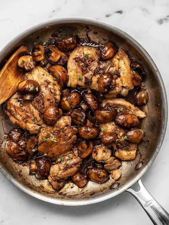 Chicken Thighs and Mushrooms in a Balsamic Glaze