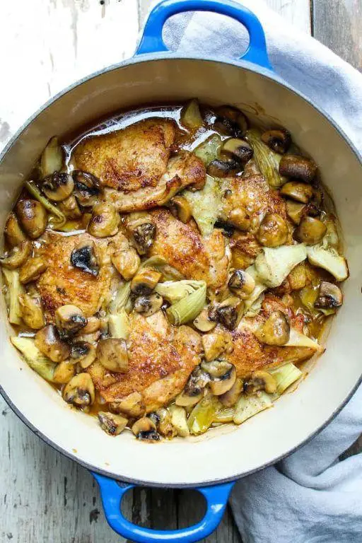 Chicken Thighs with Mushrooms and Artichokes