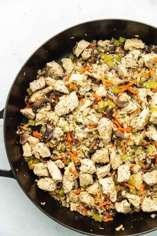 Chicken and Mushroom Skillet with Cauliflower Rice