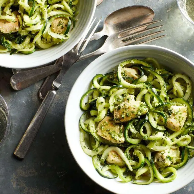 Chicken and Zucchini Noodles with Pesto