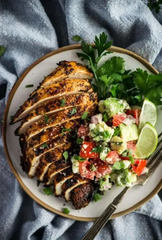Chili Lime Baked Chicken Breast with Avocado Cream Sauce