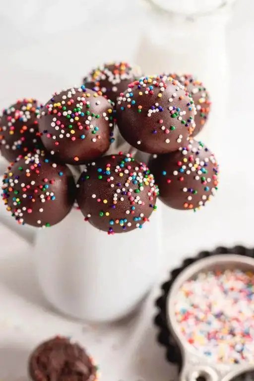 Chocolate Cake Pops Sprinkled with Almonds