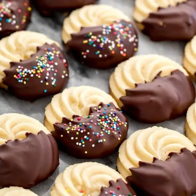 Chocolate Dipped Butter Cookies