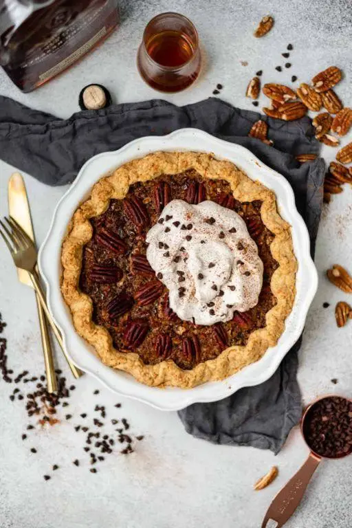 Chocolate Pecan Pie with Bourbon Whipped Cream