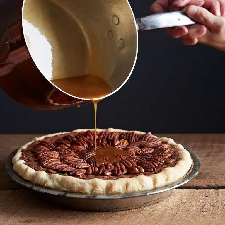 Chocolate Pecan Pie with Caramel Drizzle