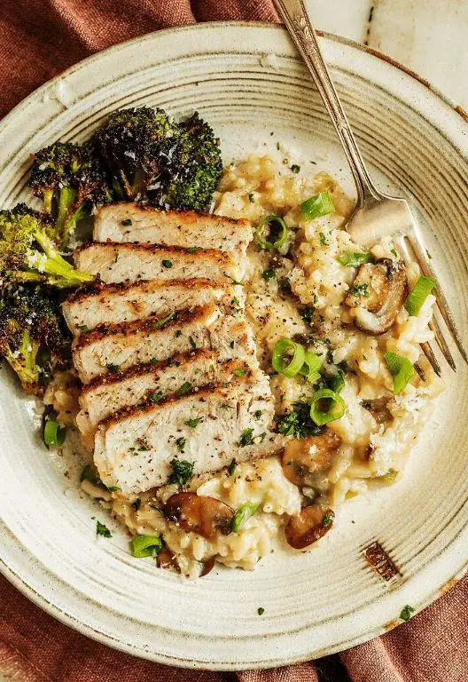 Chopped Pork and Mushroom Risotto