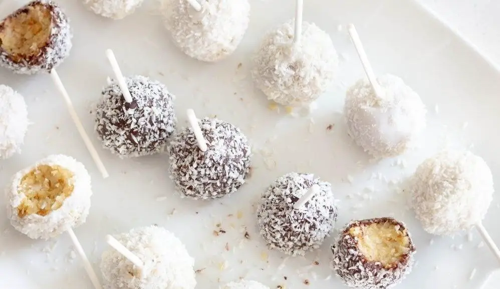 Coconut Cake Pops Rolled in Shredded Coconut