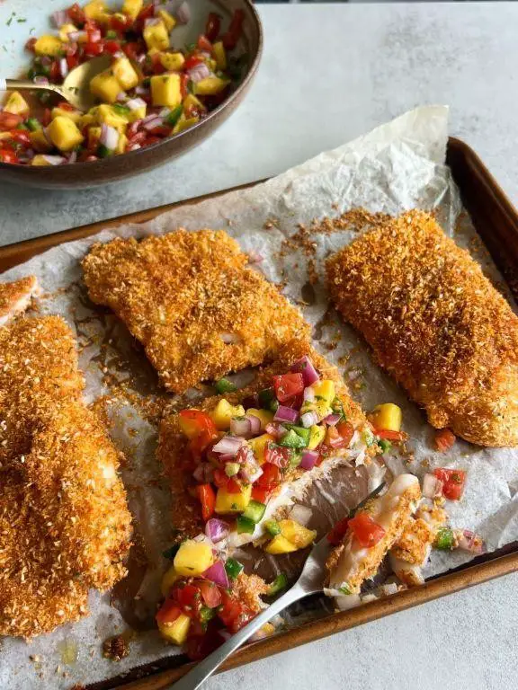 Coconut Crusted Salmon with Mango Salsa