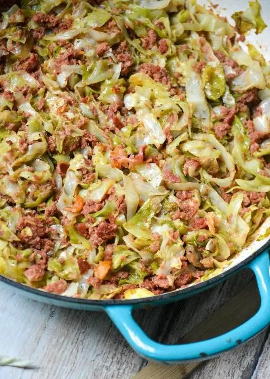 Corned Beef Hash and Cabbage Stir Fry