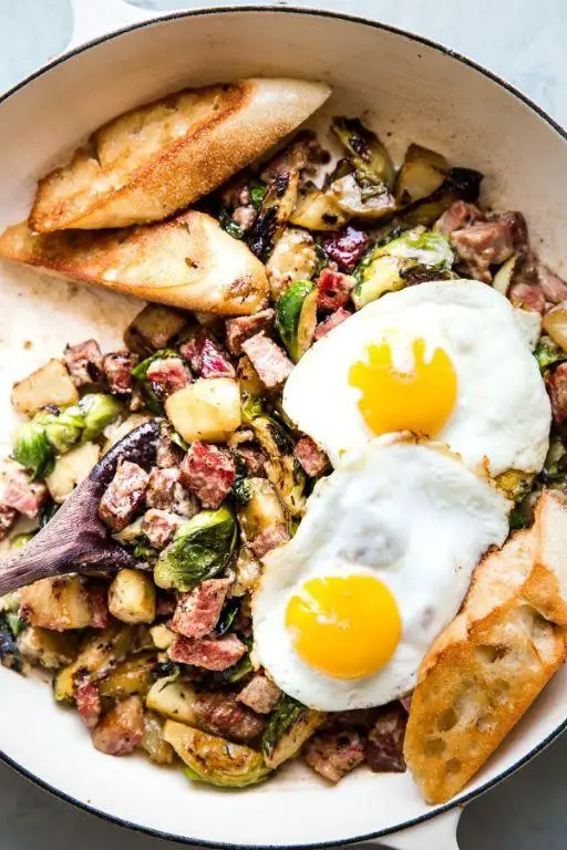 Corned Beef Hash with Crispy Brussels Sprouts
