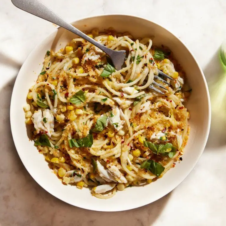 Crab and Corn Pasta with Parmesan