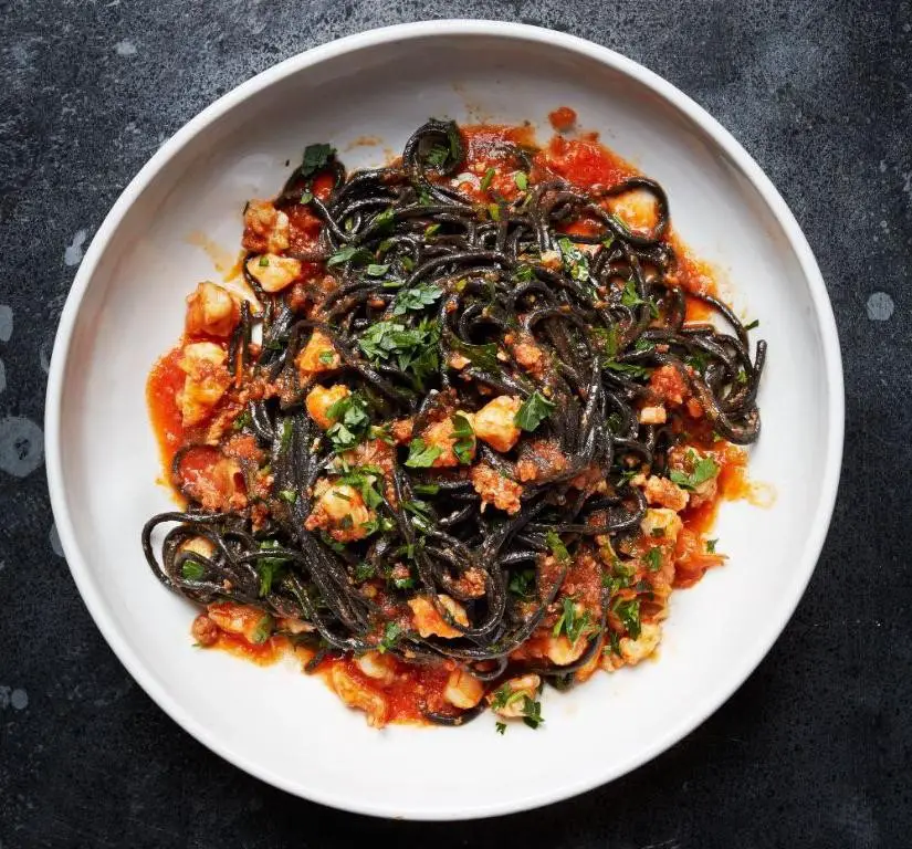 Creamy Squid Ink Pasta with Shrimp