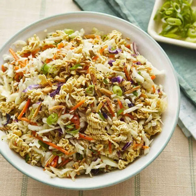 Crunchy Ramen Noodle Cole Slaw with Almonds and Sesame Seeds