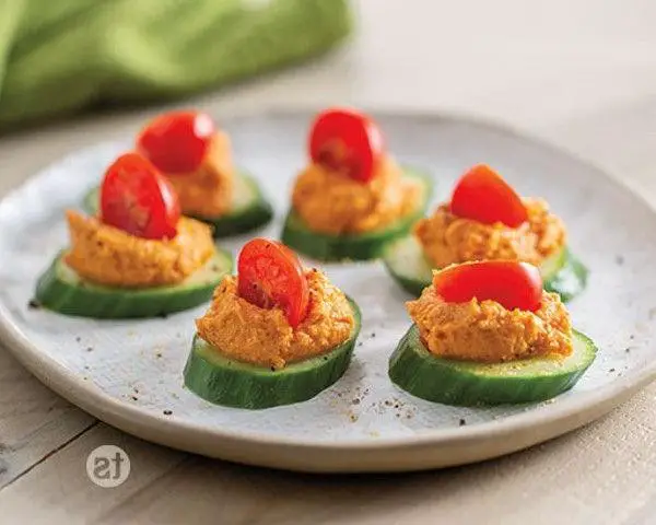 Cucumber and Hummus Bites