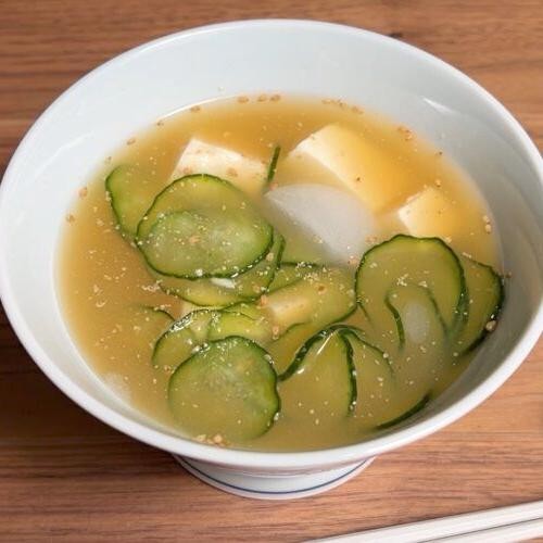 Cucumber and Tofu Miso Soup