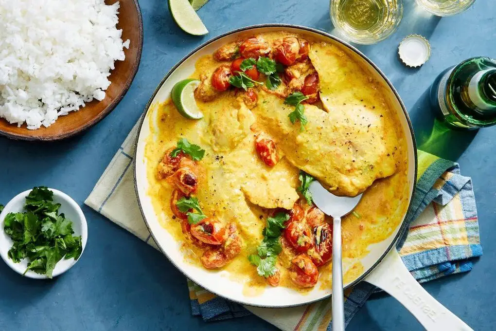 Curried Tilapia with Turmeric Rice