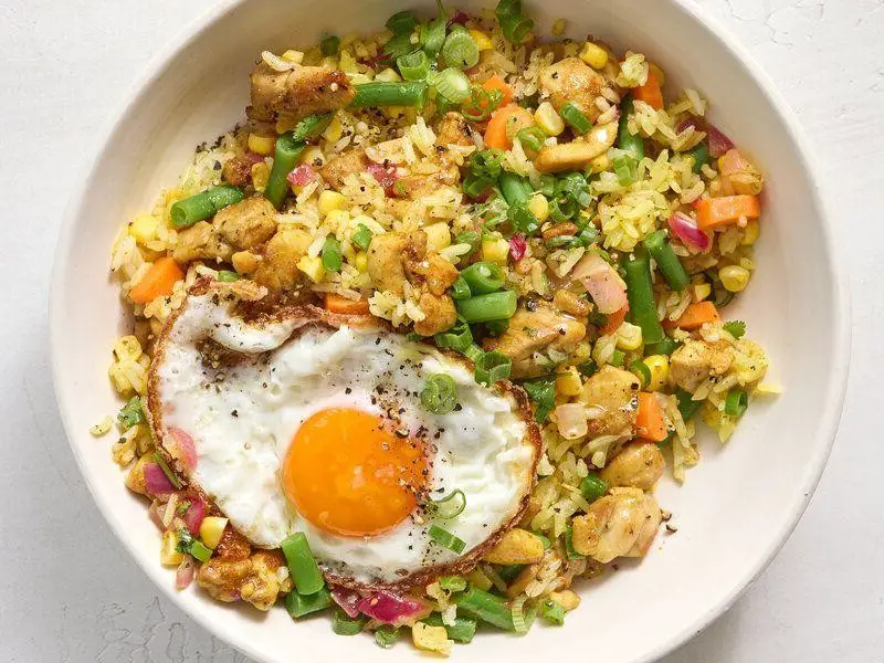 Curry Fried Rice with Leftover Chicken