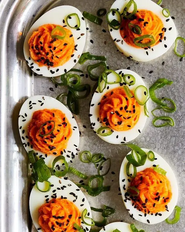 Easy Gochujang Deviled Eggs
