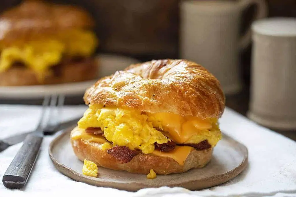 Egg and Bacon Croissant Breakfast Sandwich