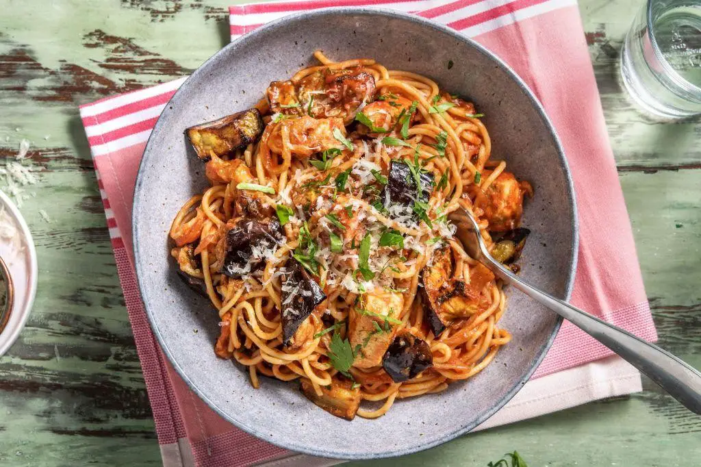 Eggplant Chicken Alfredo with Ragu