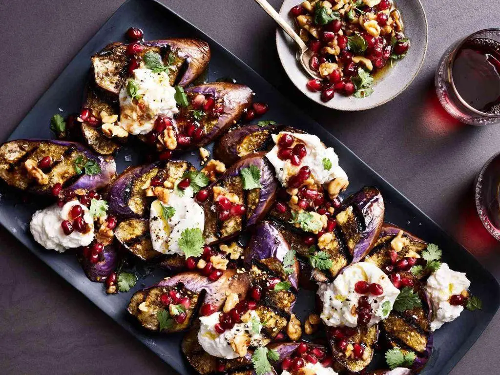 Eggplant Salad with Pomegranate and Walnuts