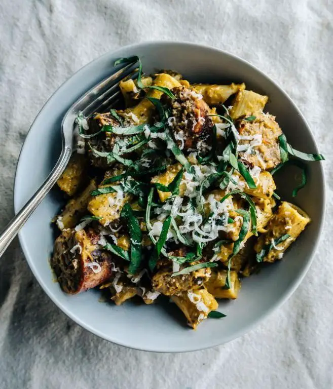 Eggplant and Sausage Pasta