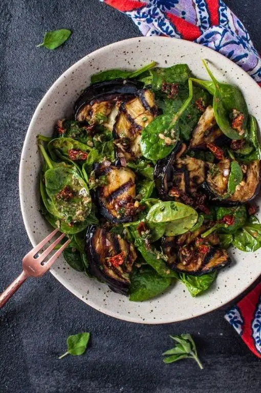 Eggplant and Spinach Salad