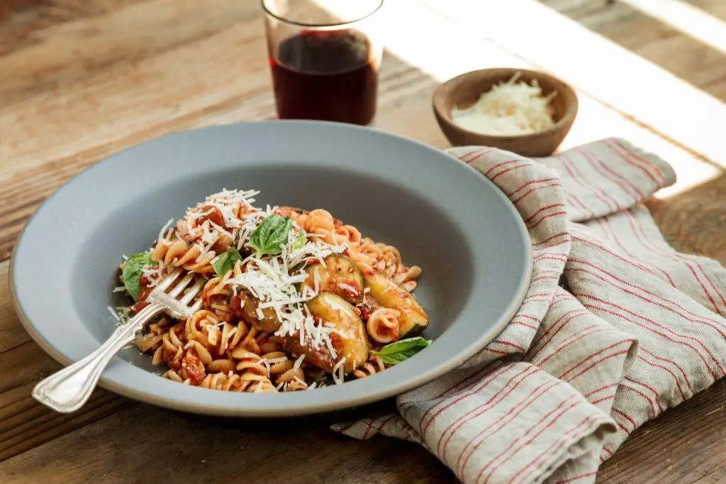 Eggplant and Zucchini Pasta