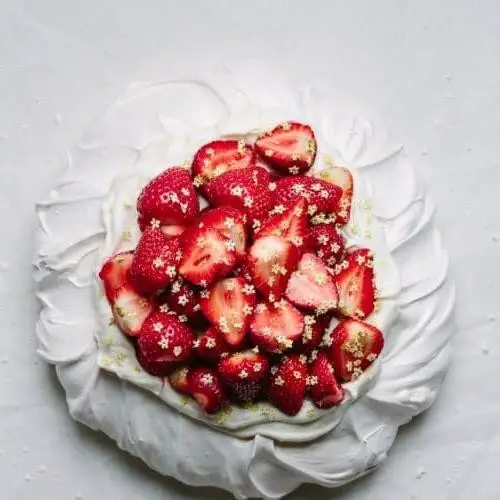 Elderflower and Strawberry Pavlova