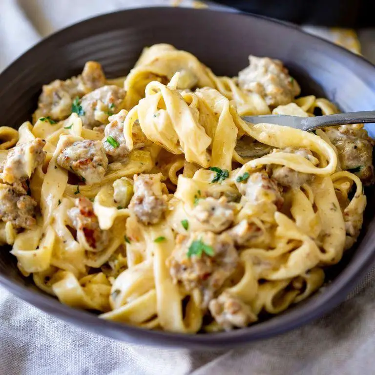 Elk Sausage Pasta with Garlic Cream Sauce