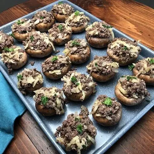 Elk Sausage Stuffed Mushrooms