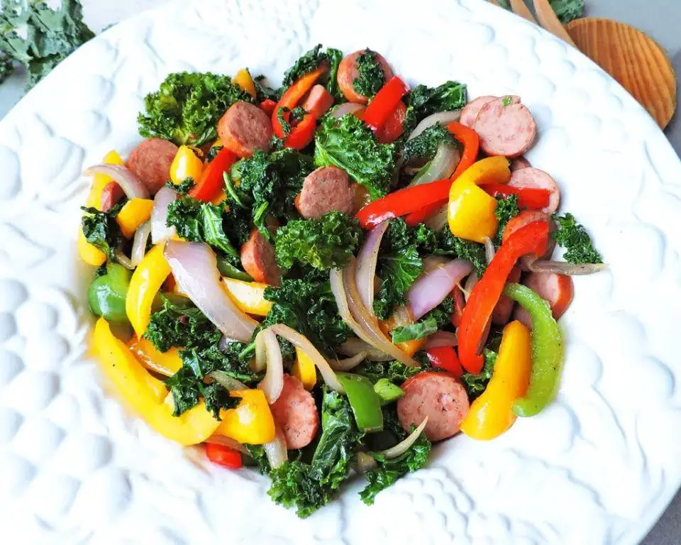Elk Sausage and Kale Stir Fry