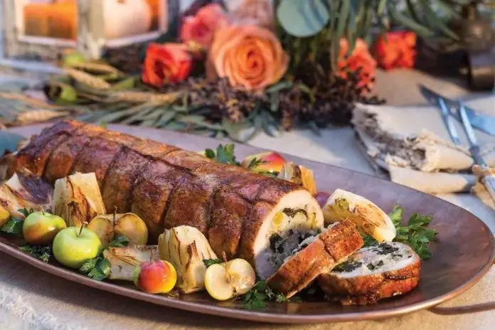 Gala Apple and Spinach Stuffed Pork Tenderloin