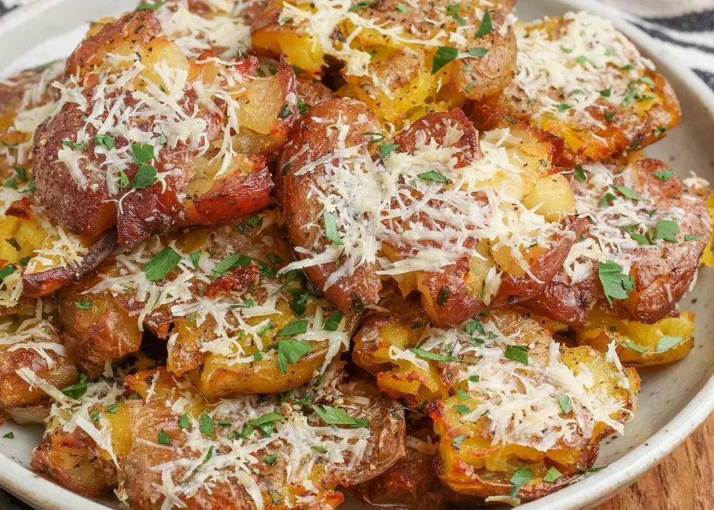 Garlic Parmesan Smashed Potatoes
