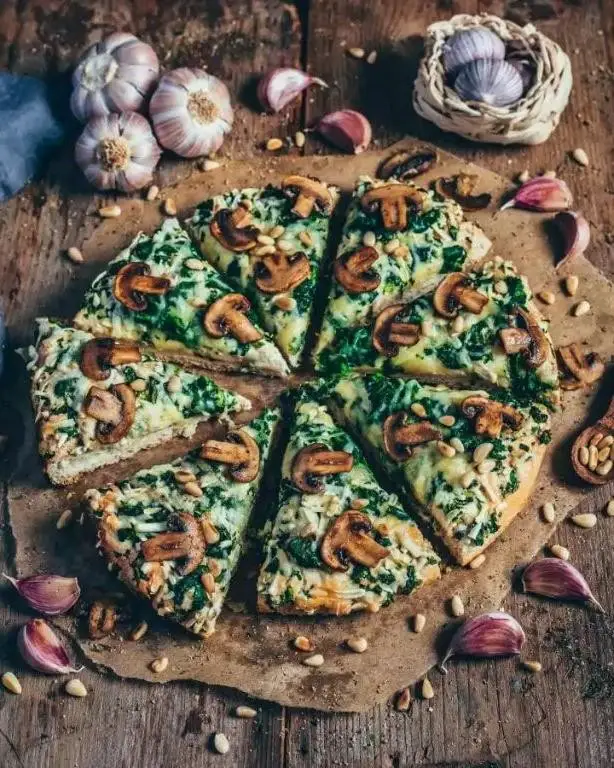 Gluten Free Mushroom and Spinach Pizza
