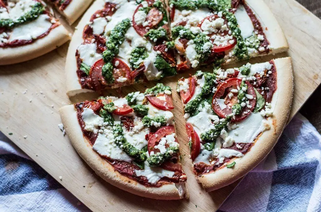 Gluten Free Pesto and Tomato Pizza
