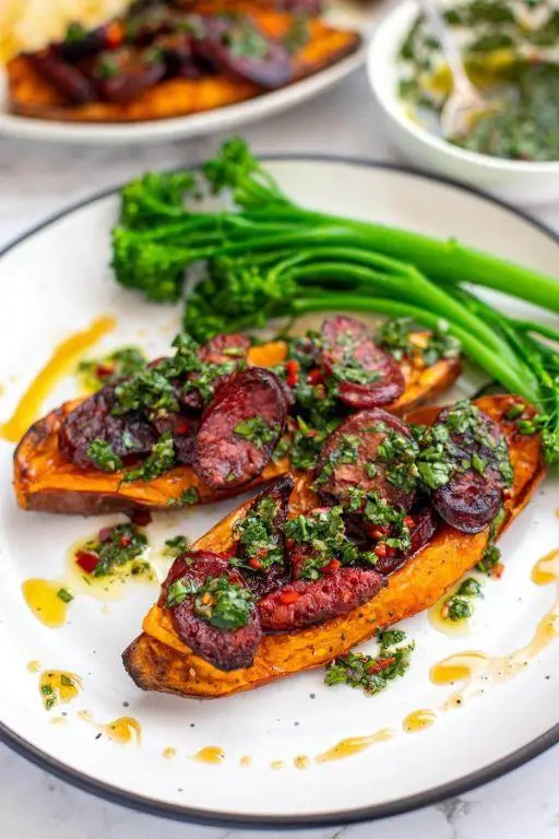 Grilled Chorizo with Chimichurri Sauce