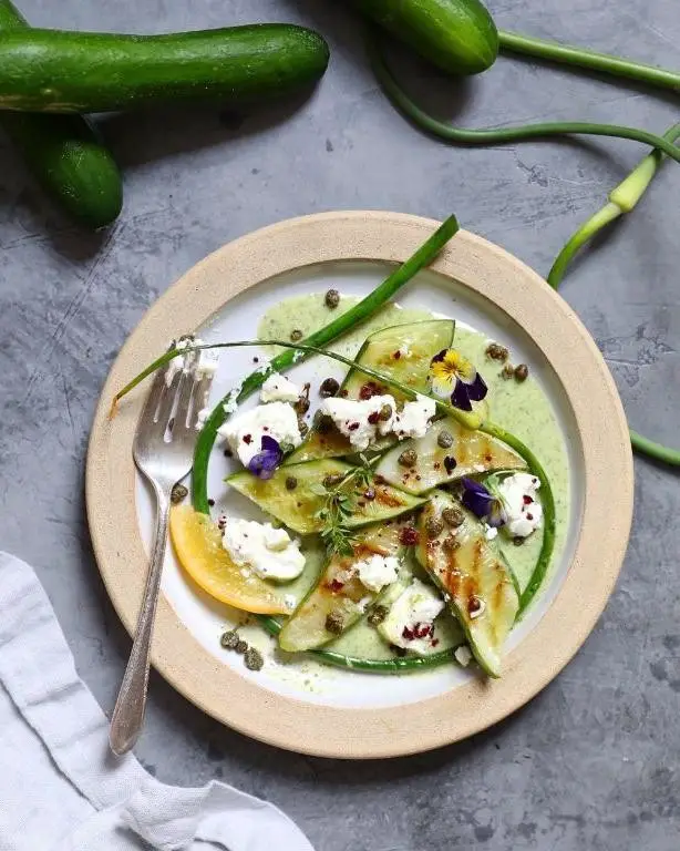 Grilled Cucumber with Lemon and Herb Butter